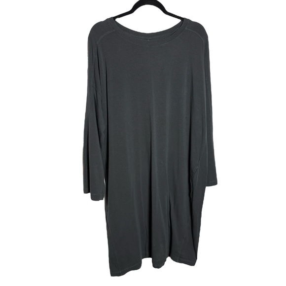 Eileen Fisher Graphite Cotton Stretch Jersey Round Neck Dress - Picture 11 of 11